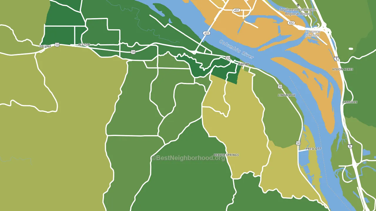 Rainier, OR block-group voter-turnout map