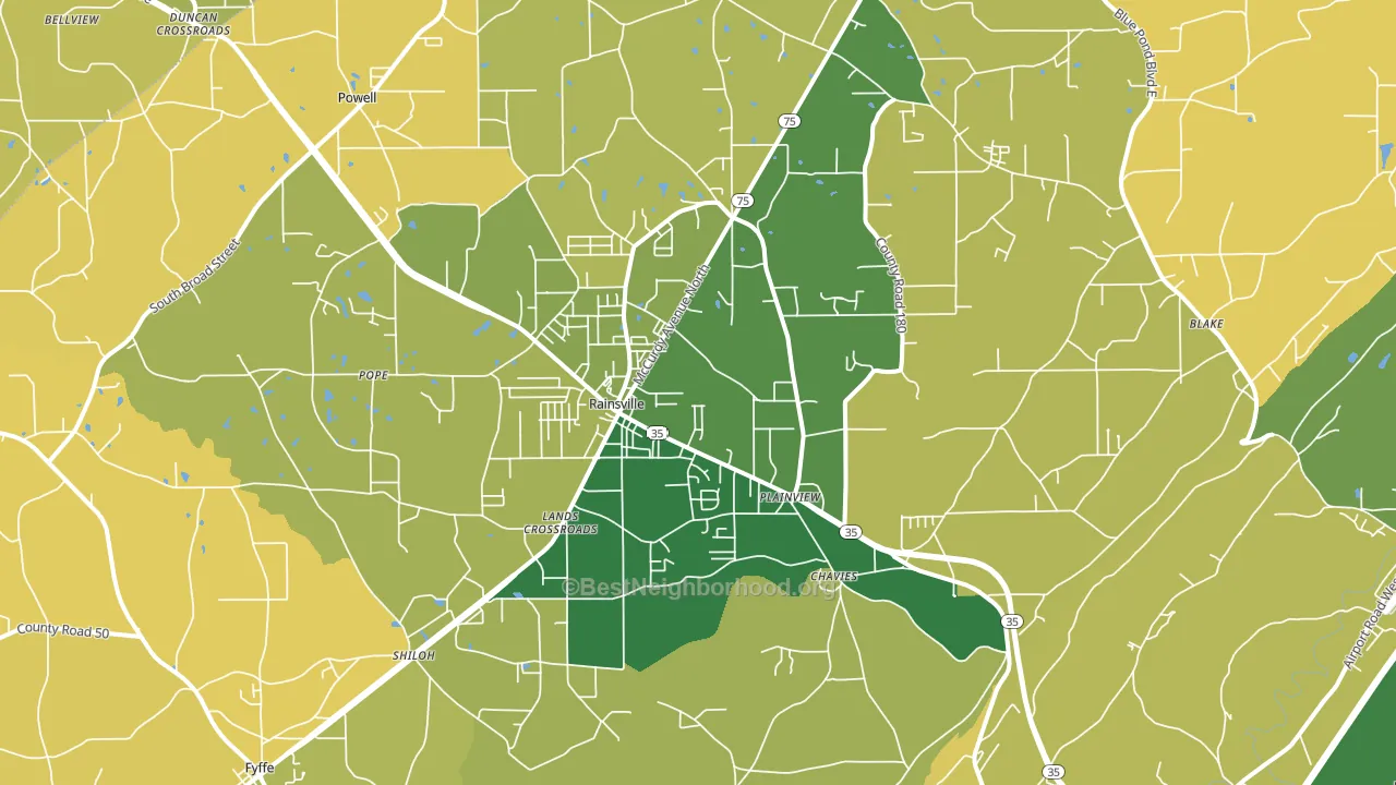 Rainsville, AL block-group voter-turnout map