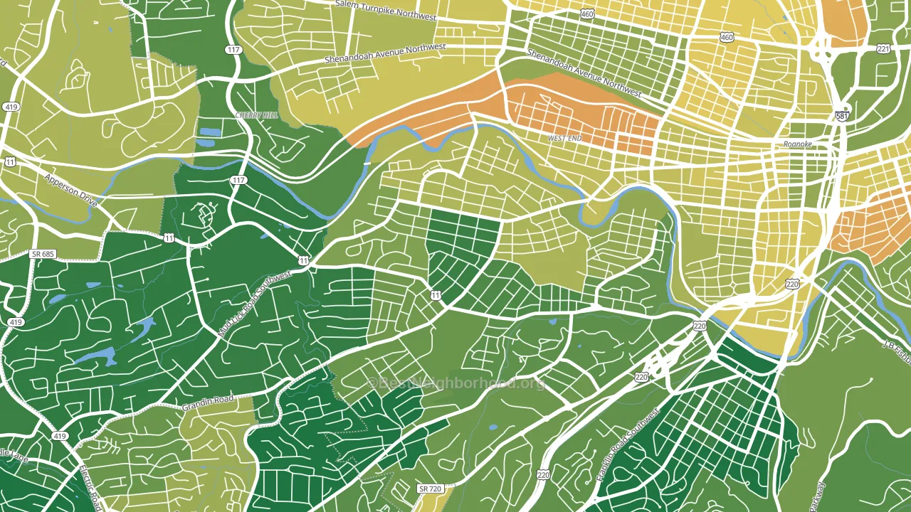 Raleigh Court, Roanoke, VA block-group voter-turnout map