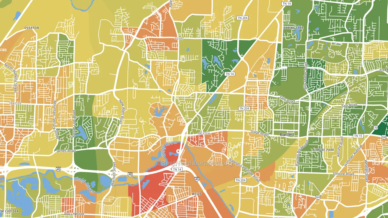 Raleigh, Memphis, TN block-group voter-turnout map