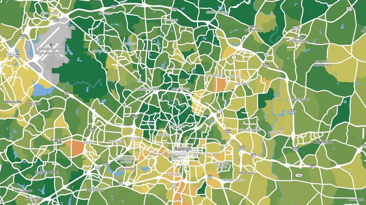 Raleigh, NC block-group voter-turnout map