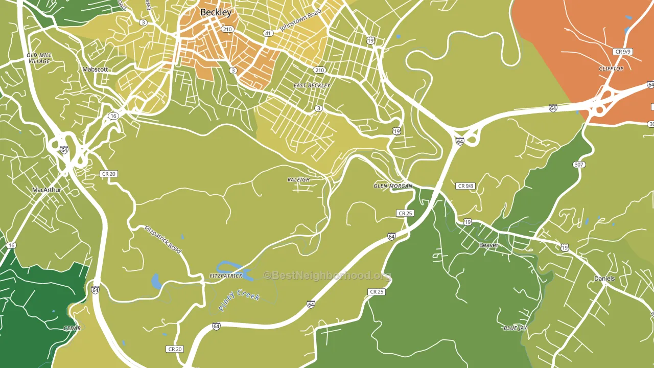 Raleigh, WV block-group voter-turnout map