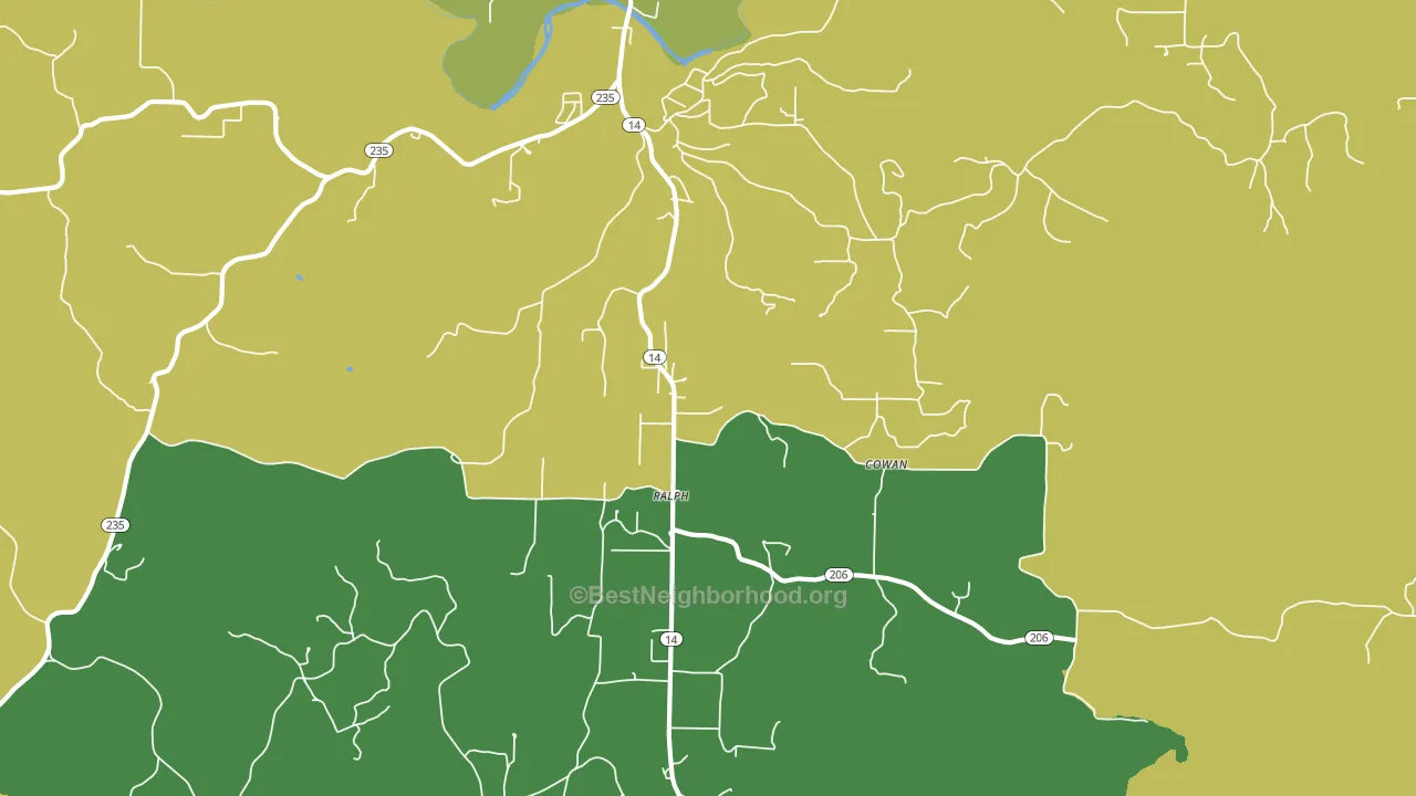 Ralph, AR block-group voter-turnout map