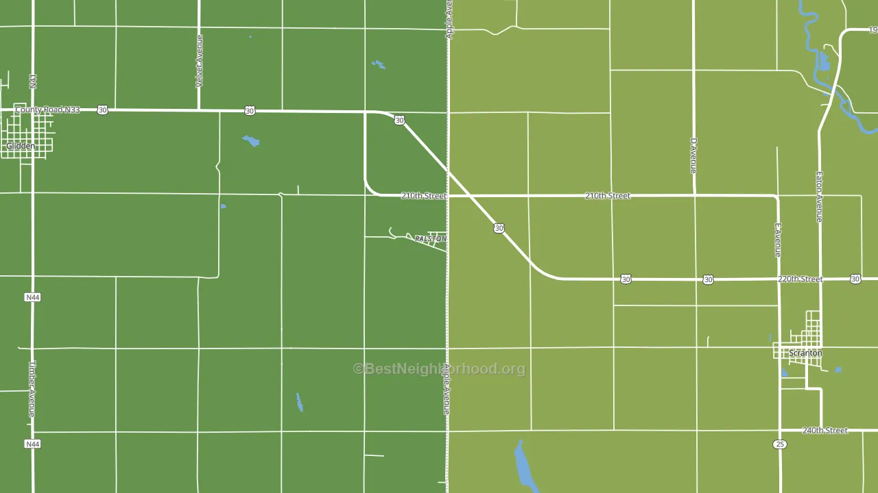 Ralston, IA block-group voter-turnout map