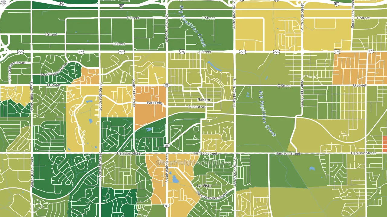 Ralston, NE block-group voter-turnout map