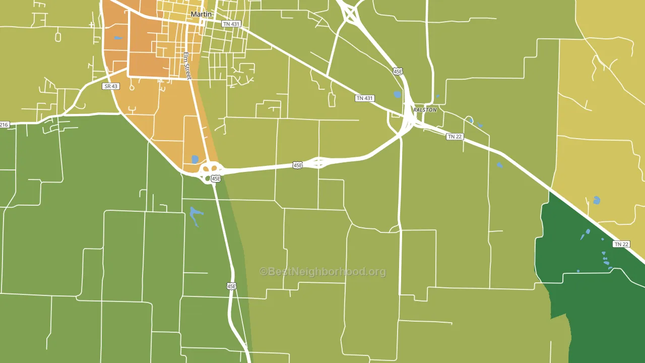 Ralston, TN block-group voter-turnout map