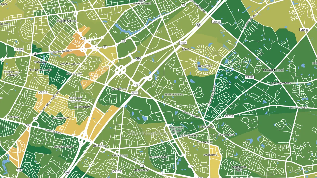 Ramblewood, NJ block-group voter-turnout map