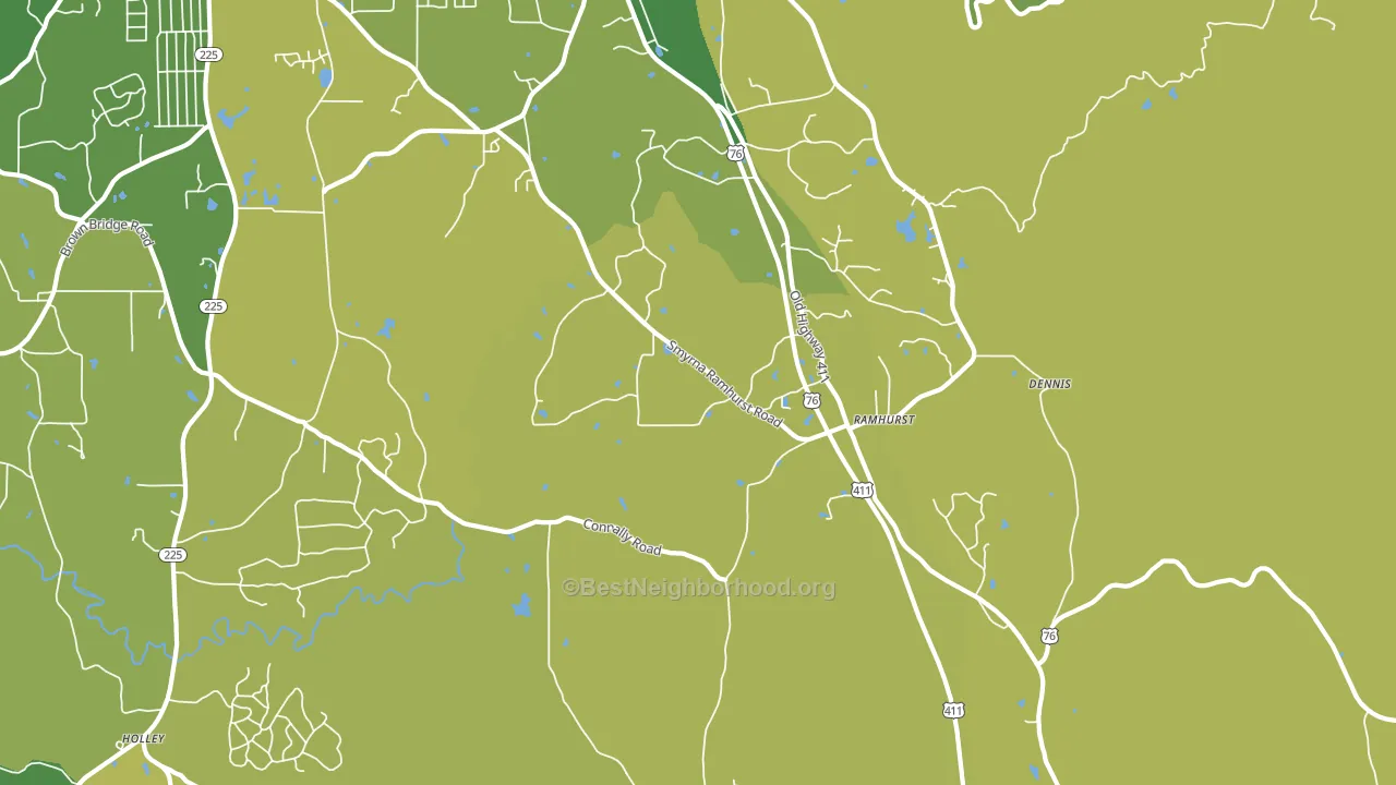 Ramhurst, GA block-group voter-turnout map