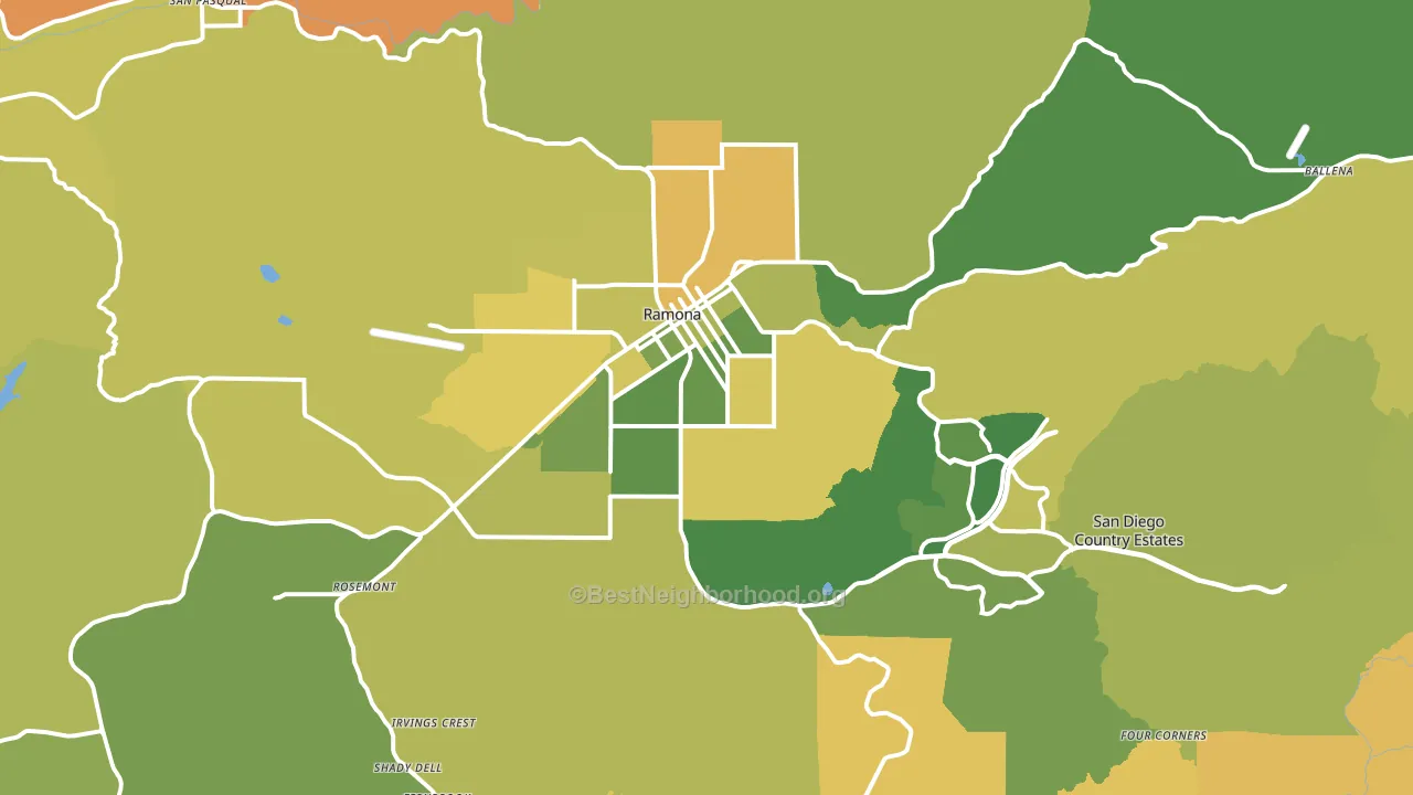 Ramona, CA block-group voter-turnout map
