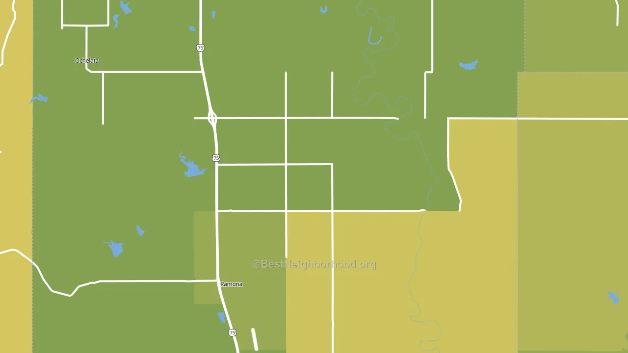 Ramona, OK block-group voter-turnout map