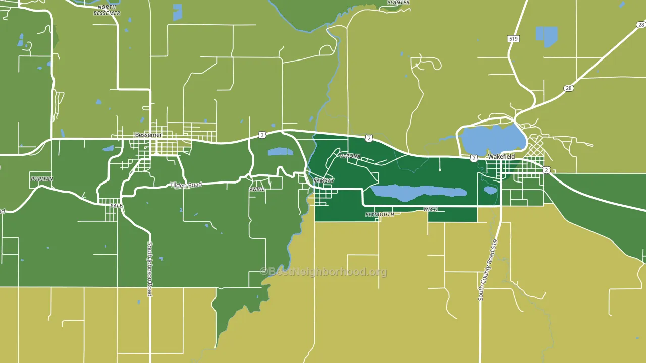 Ramsay, MI block-group voter-turnout map