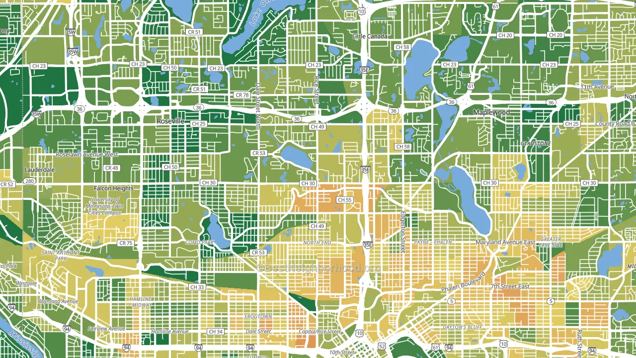 Ramsey County, MN block-group voter-turnout map