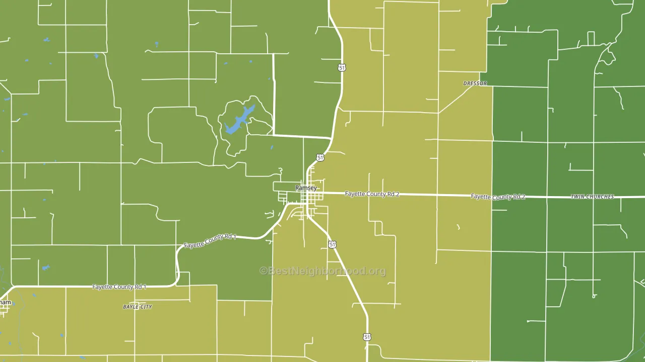 Ramsey, IL block-group voter-turnout map