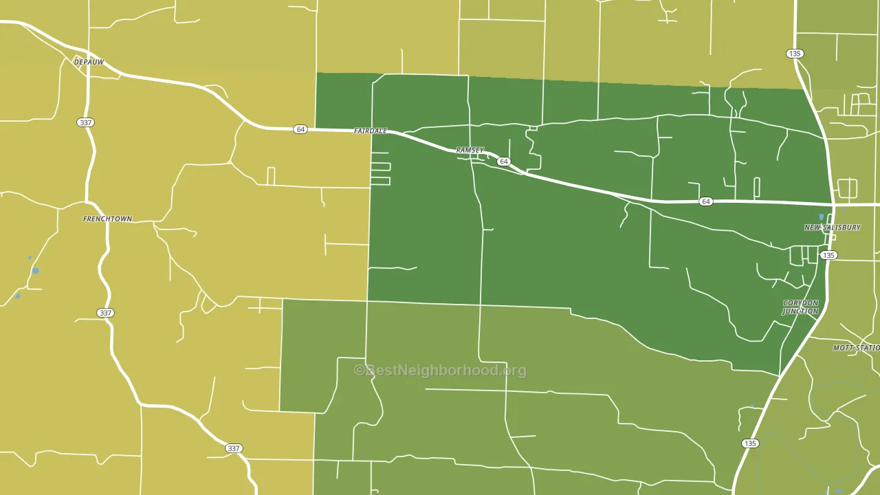 Ramsey, IN block-group voter-turnout map