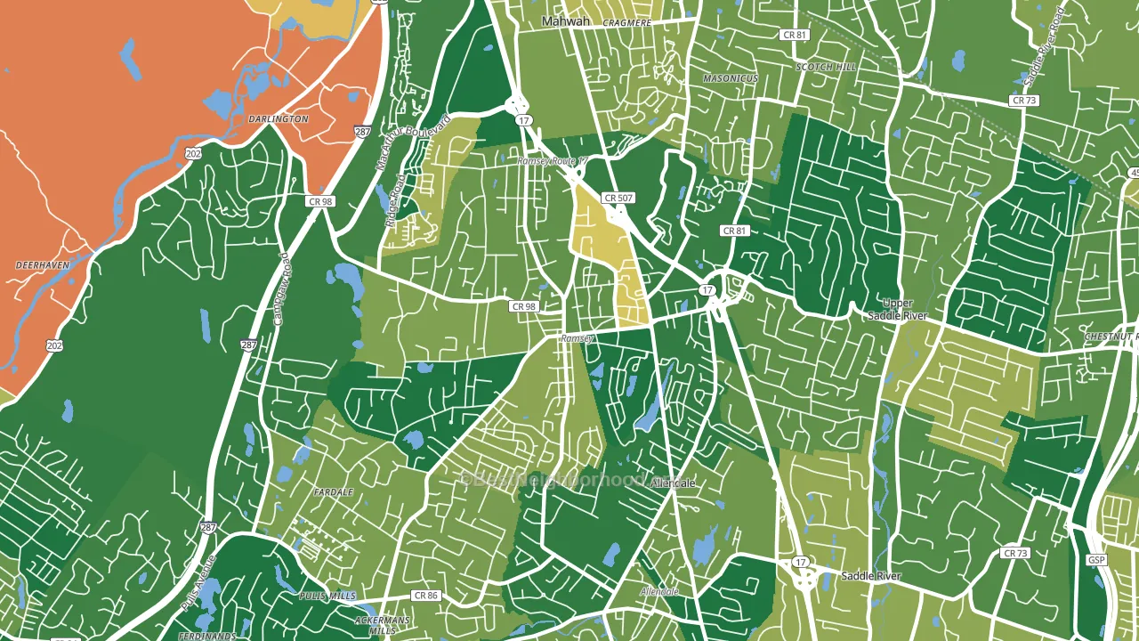Ramsey, NJ block-group voter-turnout map