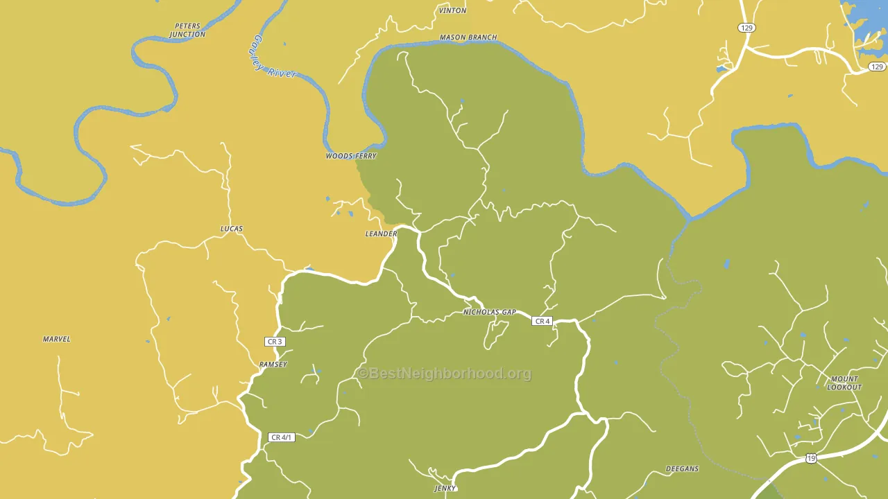 Ramsey, WV block-group voter-turnout map