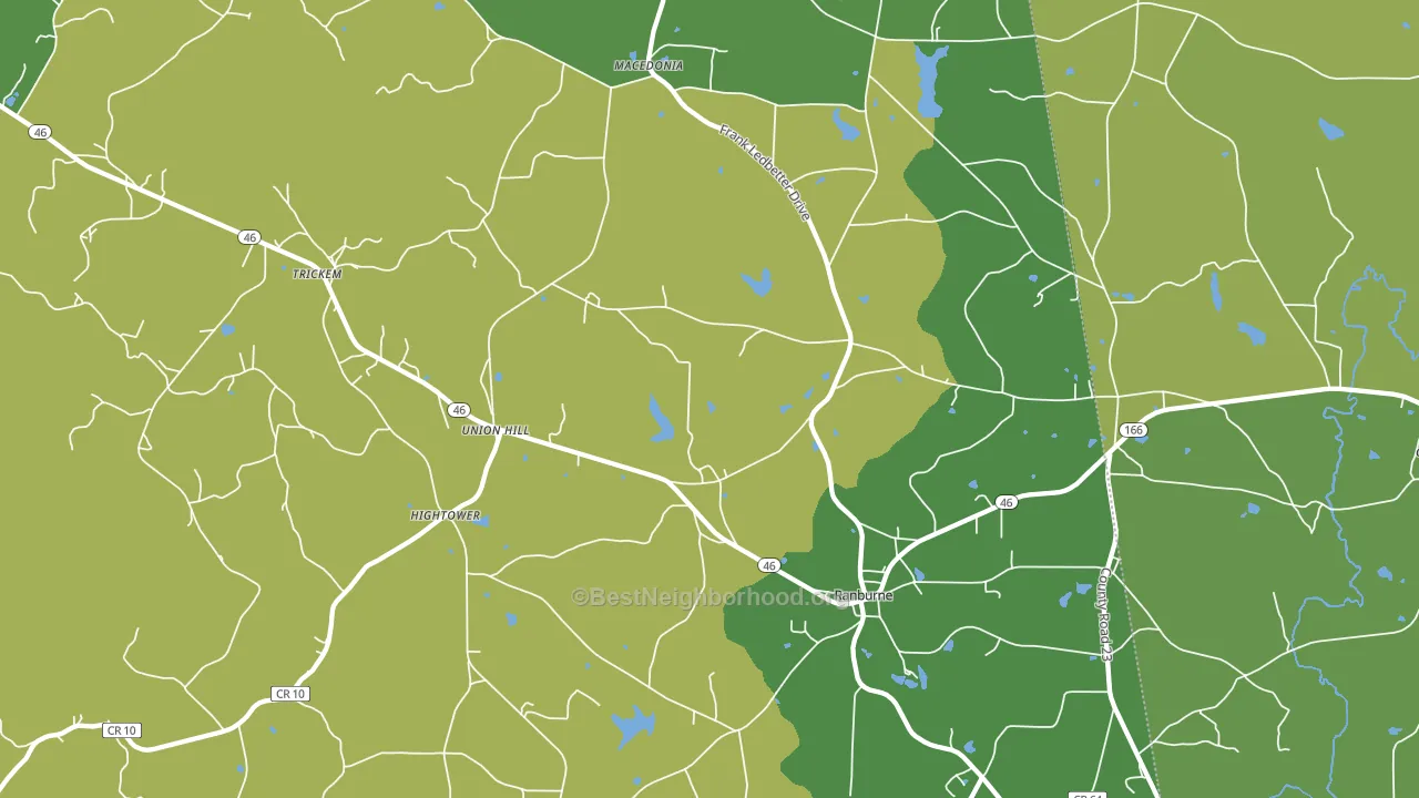 Ranburne, AL block-group voter-turnout map