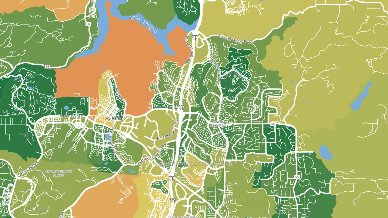 Rancho Bernadino, San Diego, CA block-group voter-turnout map