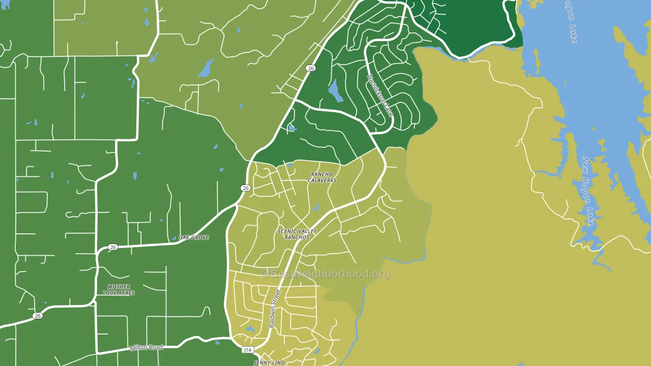 Rancho Calaveras, CA block-group voter-turnout map