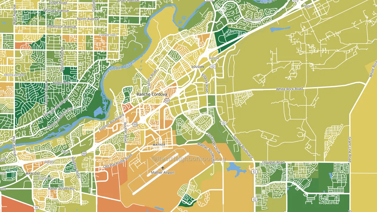 Rancho Cordova, CA block-group voter-turnout map