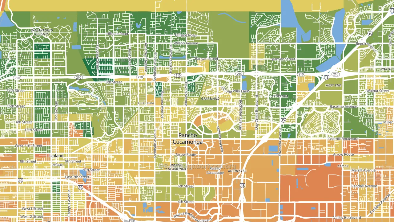 Rancho Cucamonga, CA block-group voter-turnout map
