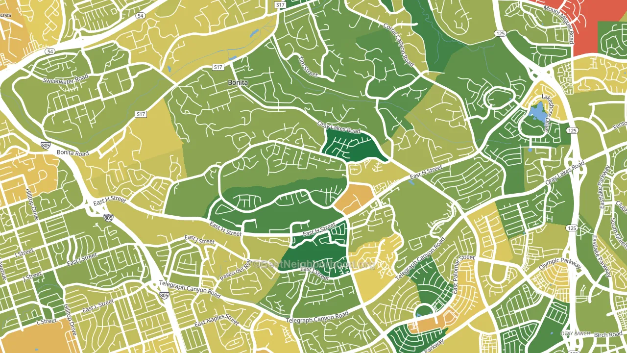 Rancho del Rey, Chula Vista, CA block-group voter-turnout map