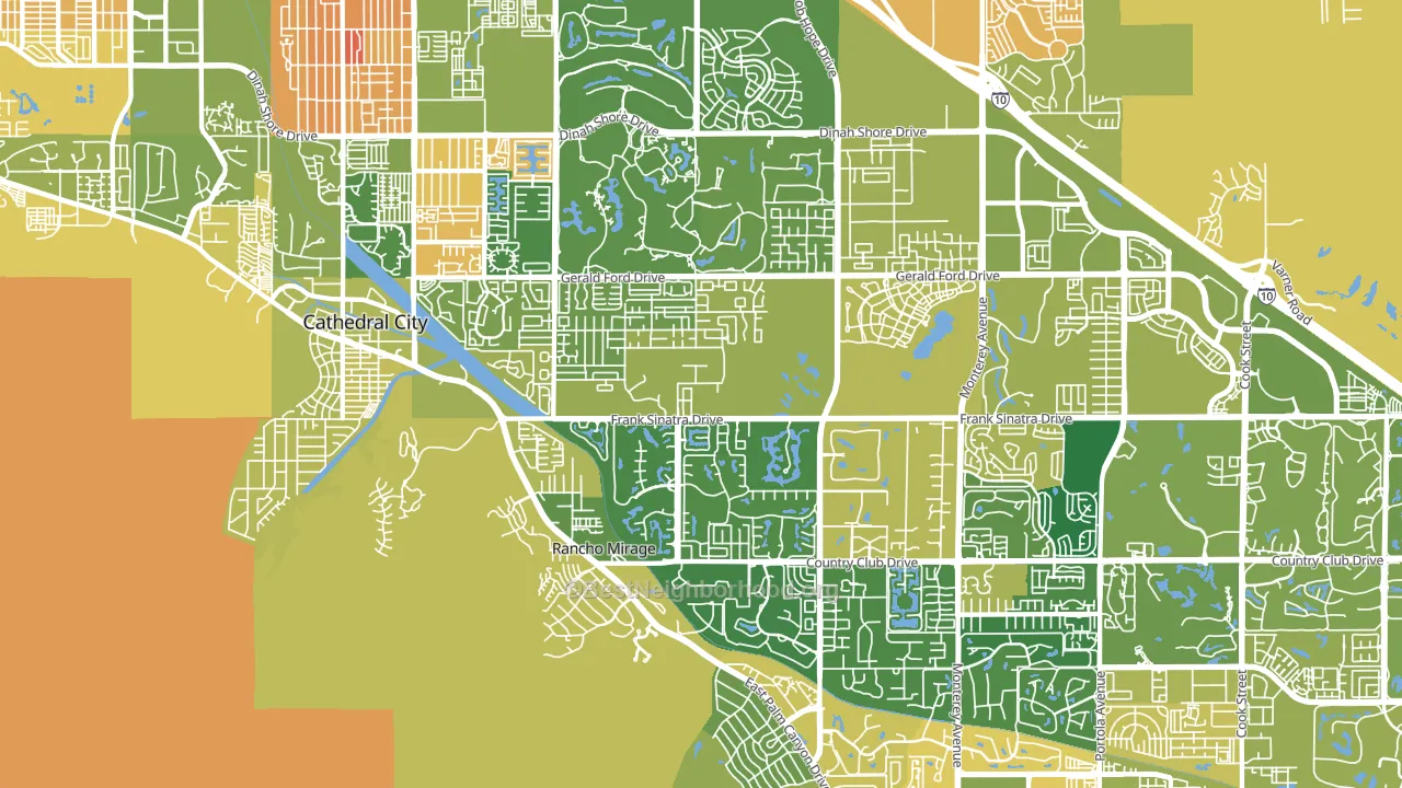 Rancho Mirage, CA block-group voter-turnout map