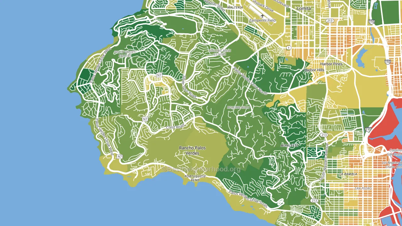 Rancho Palos Verdes, CA block-group voter-turnout map