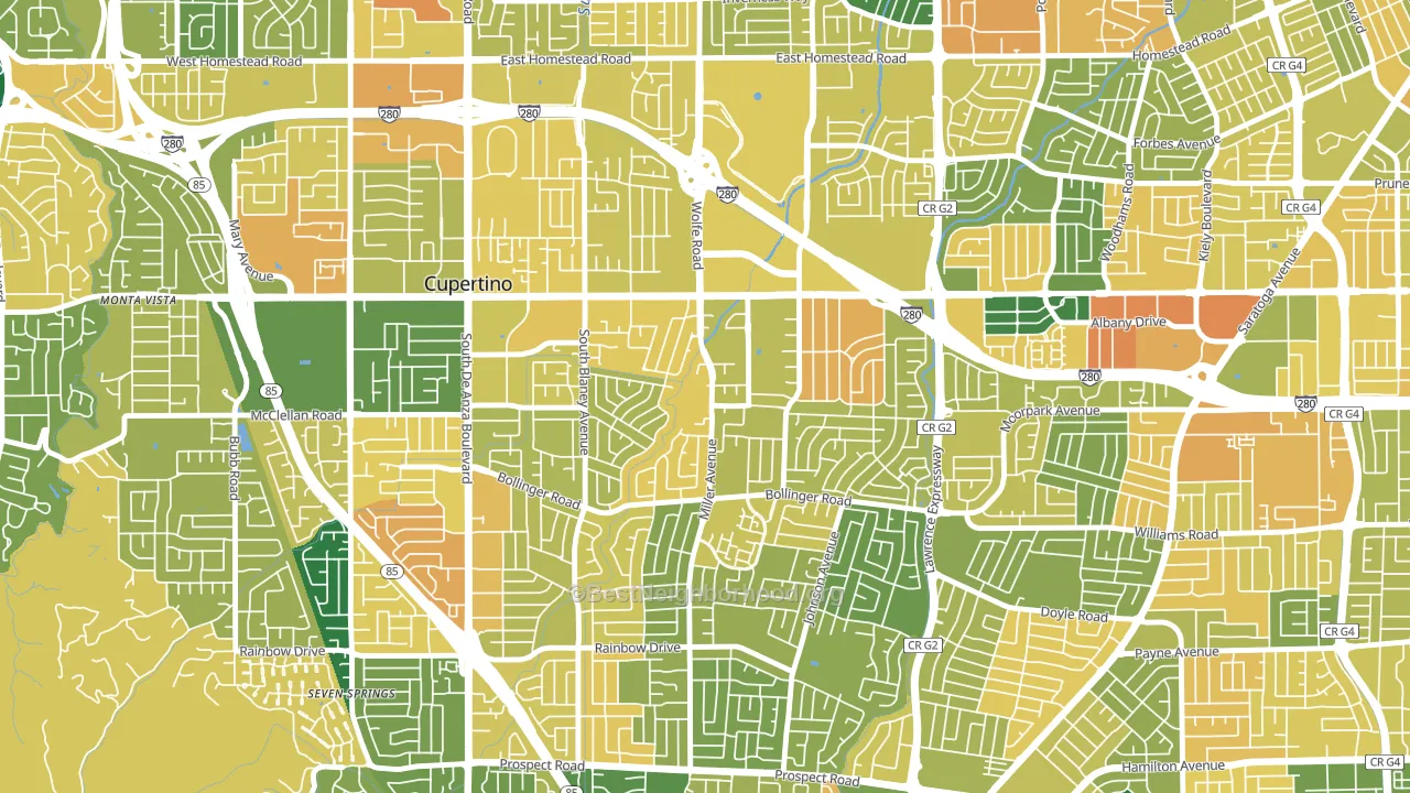 Rancho Rinconada, Cupertino, CA block-group voter-turnout map