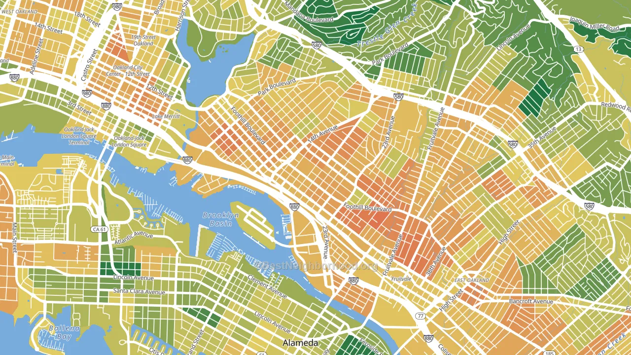 Rancho San Antonio, Oakland, CA block-group voter-turnout map
