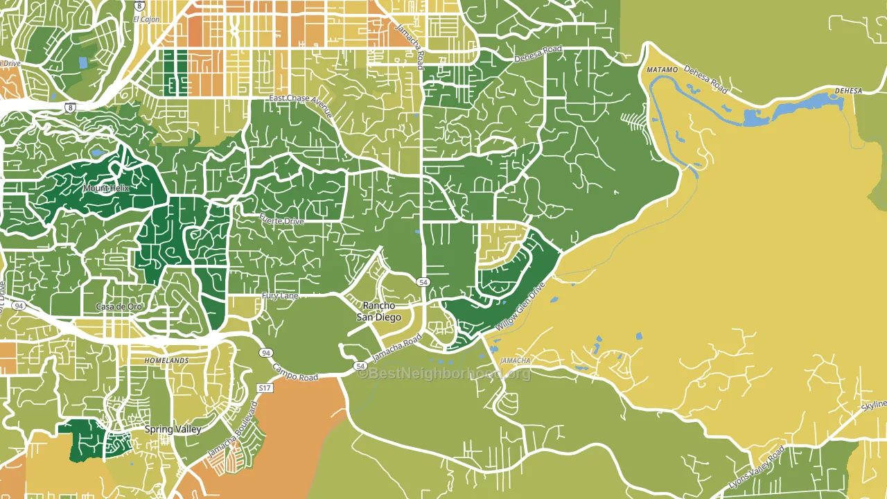 Rancho San Diego, CA block-group voter-turnout map