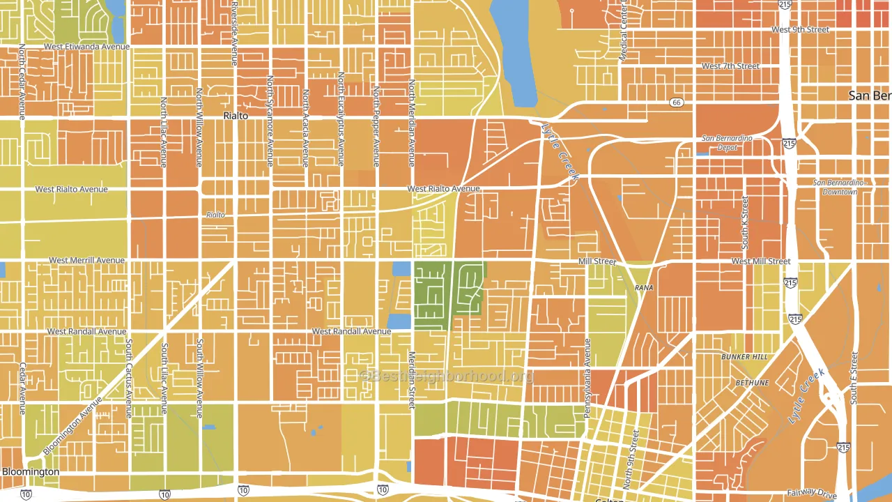 Rancho West, San Bernardino, CA block-group voter-turnout map