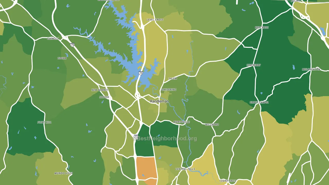 Randleman, NC block-group voter-turnout map