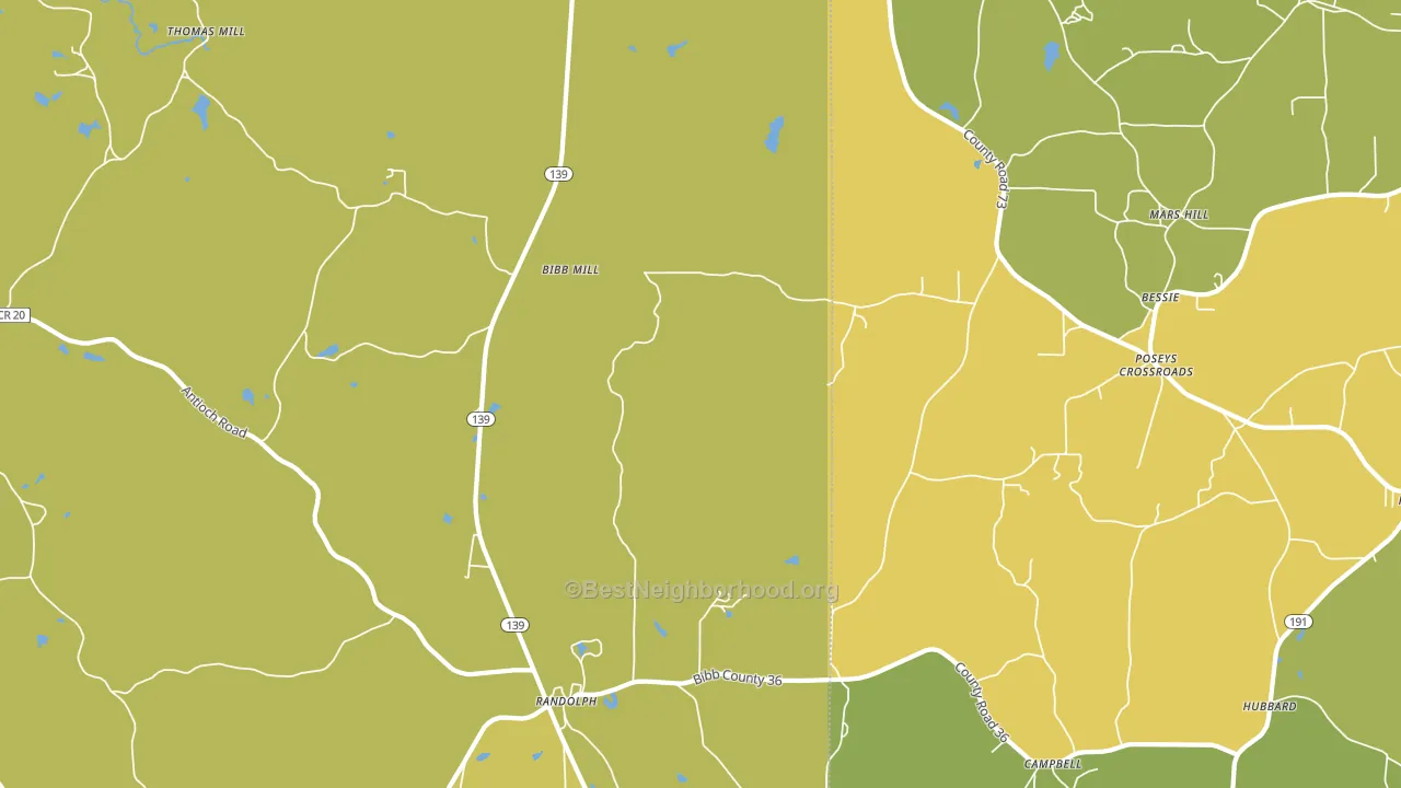 Randolph, AL block-group voter-turnout map