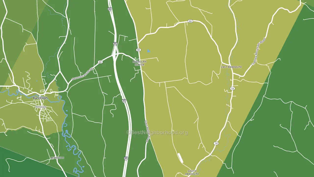 Randolph Center, VT block-group voter-turnout map