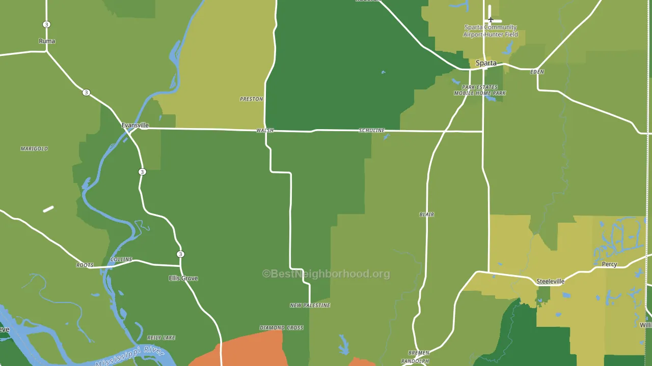 Randolph County, IL block-group voter-turnout map