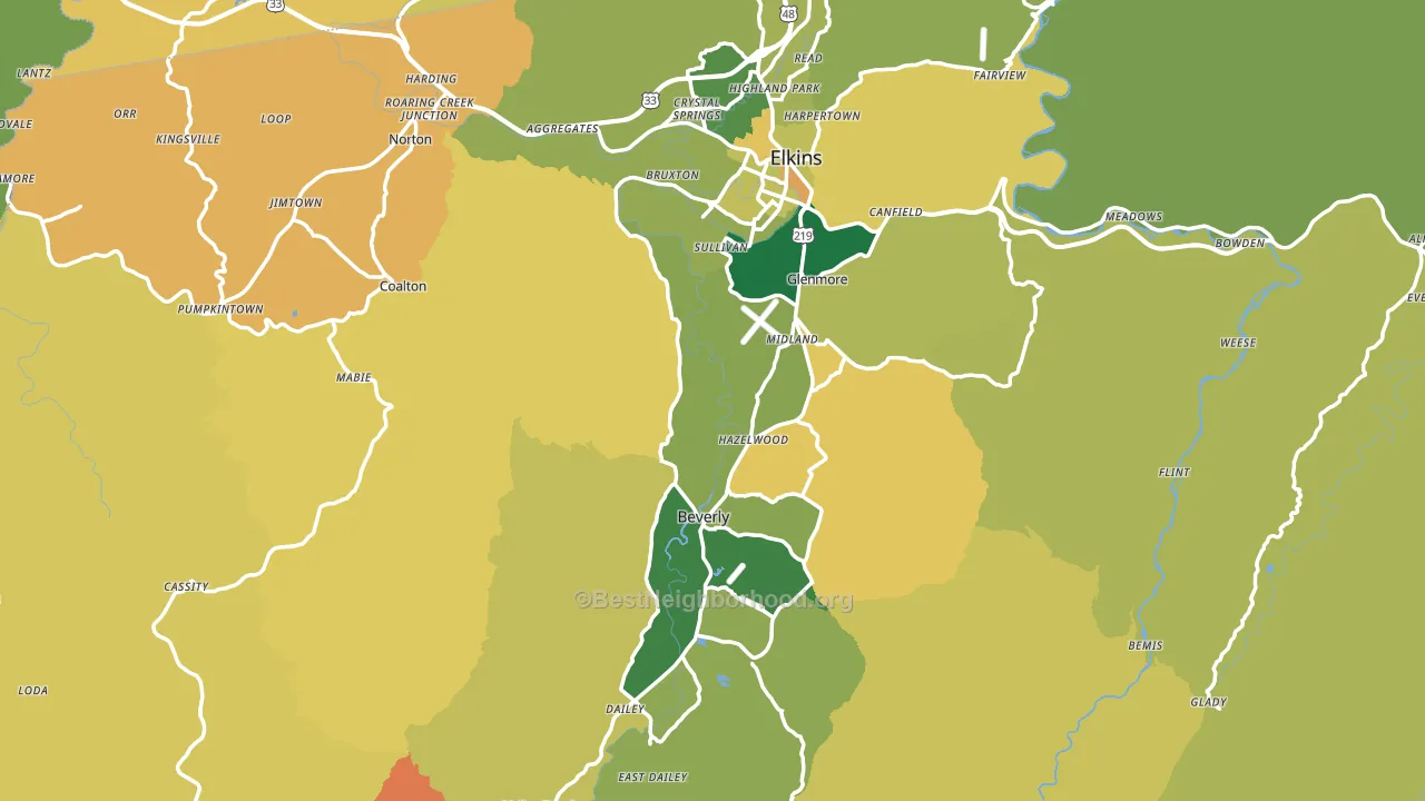 Randolph County, WV block-group voter-turnout map