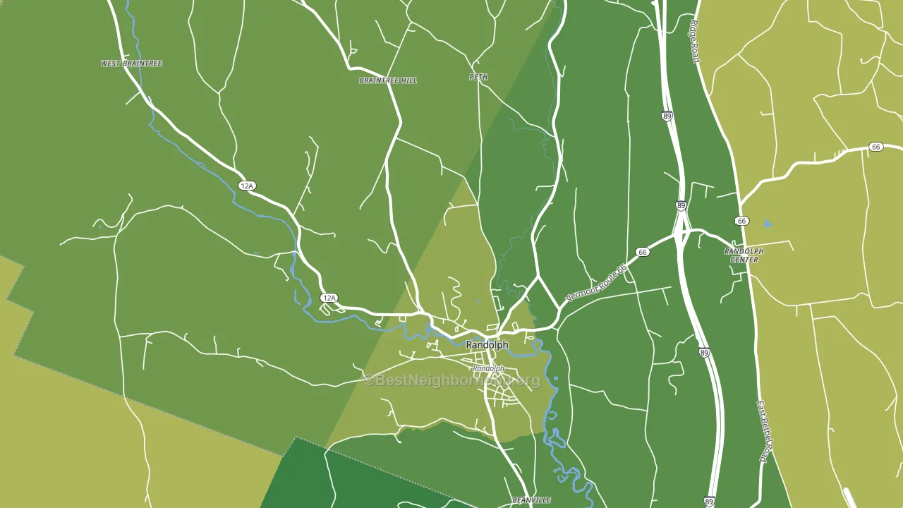 Randolph, VT block-group voter-turnout map
