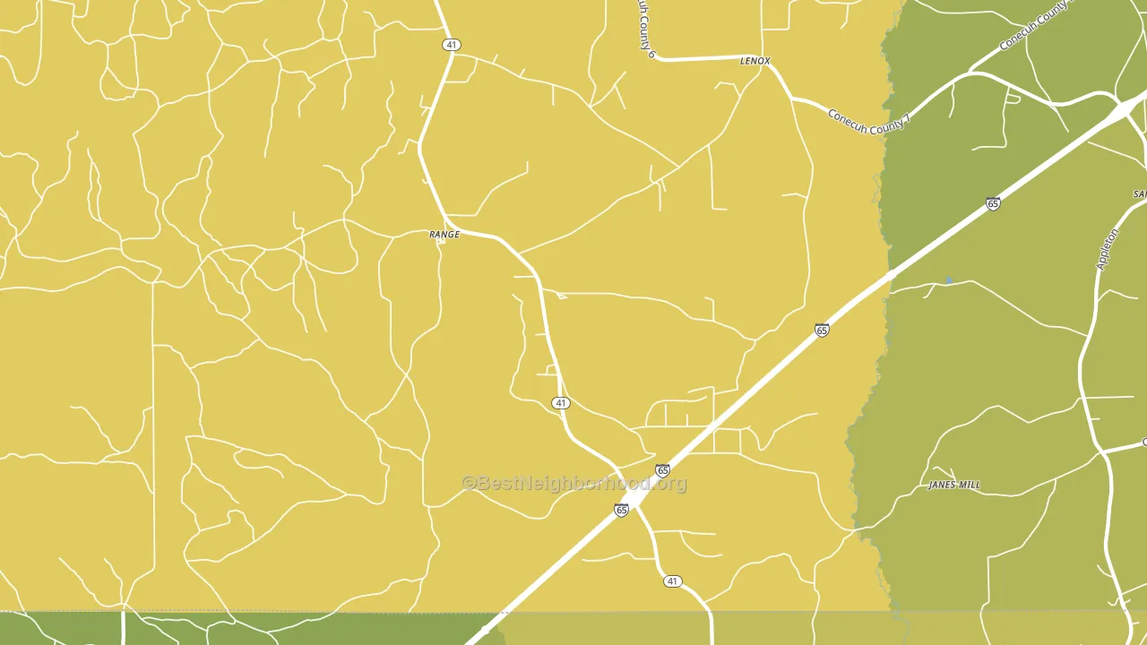 Range, AL block-group voter-turnout map