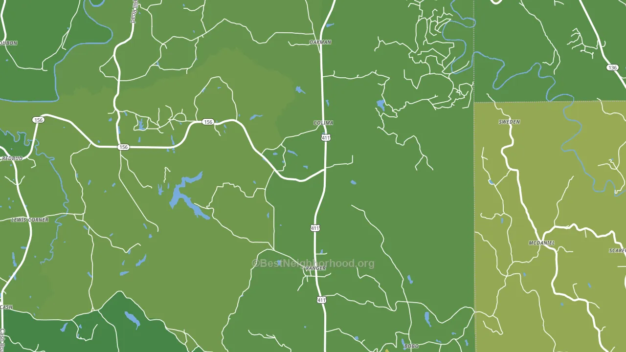 Ranger, GA block-group voter-turnout map