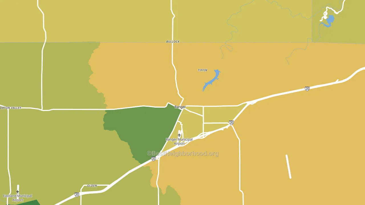 Ranger, TX block-group voter-turnout map