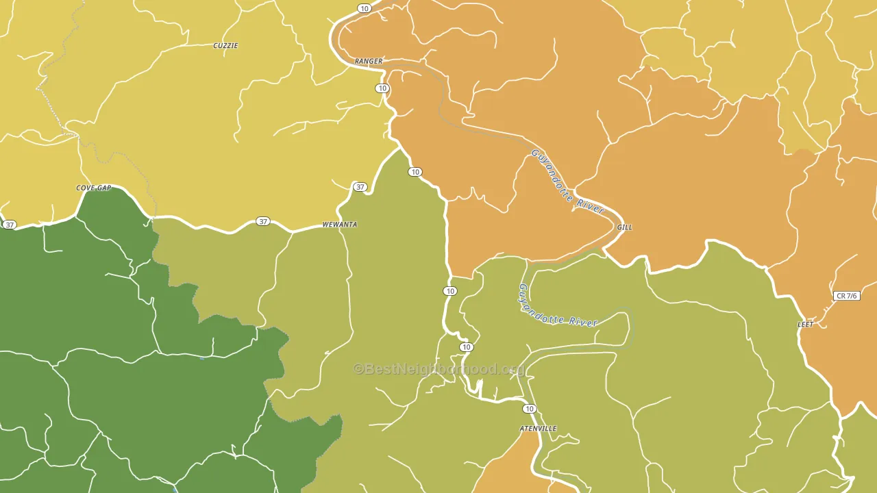 Ranger, WV block-group voter-turnout map