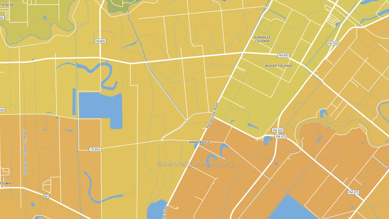 Rangerville, TX block-group voter-turnout map