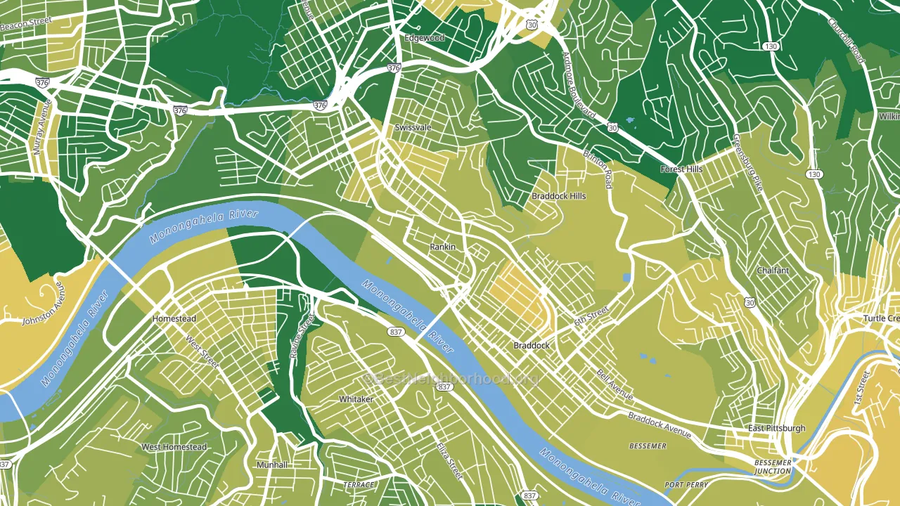 Rankin, PA block-group voter-turnout map