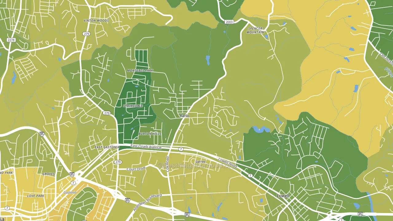Ranlo, NC block-group voter-turnout map