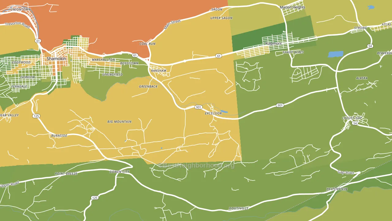 Ranshaw, PA block-group voter-turnout map