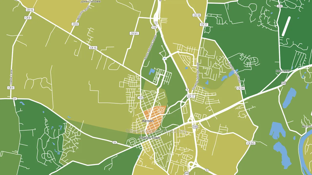 Ranson, WV block-group voter-turnout map