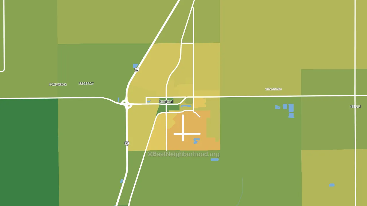 Rantoul, IL block-group voter-turnout map