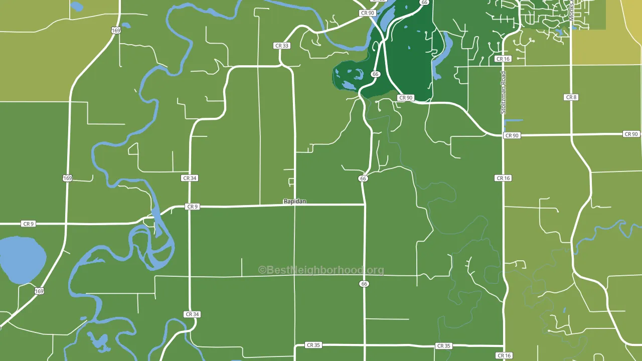 Rapidan, MN block-group voter-turnout map