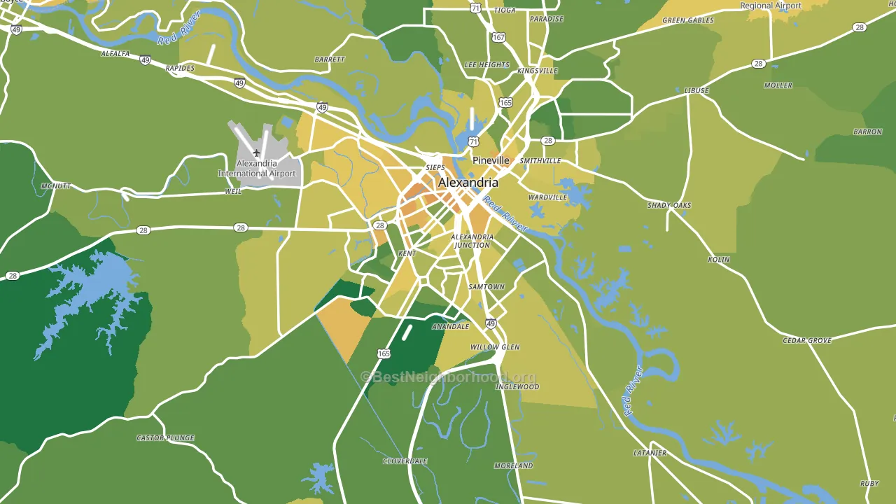 Rapides Parish, LA block-group voter-turnout map